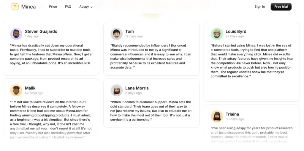 Minea success stories