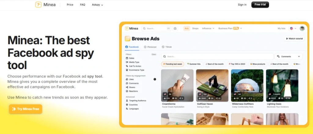 Minea - Facebook Ad Spy Tool