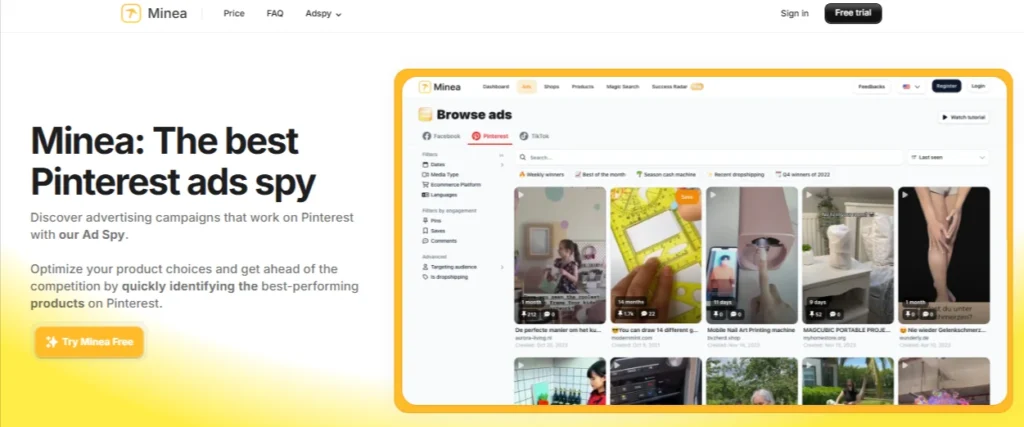 Minea Pinterest Ad Spy Tool