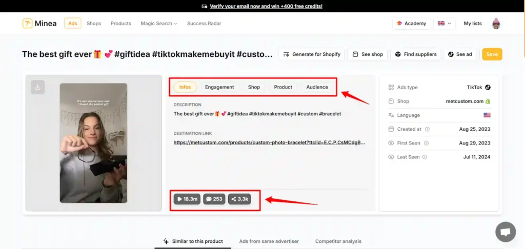 Studying Competitor TikTok Ad Analytics with Minea